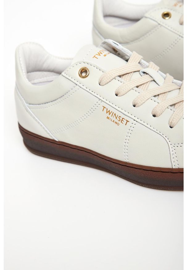 Twinset Milano - Sneakersy damskie skórzane TWINSET. Materiał: skóra