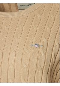 GANT - Gant Sweter 4800100 Beżowy Slim Fit. Kolor: beżowy. Materiał: bawełna