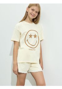 Reserved - Spodenki z falbanką - jasnożółty. Kolor: żółty. Materiał: bawełna, materiał #1