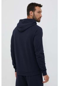 BOSS bluza bawełniana męska kolor niebieski z kapturem z nadrukiem. Typ kołnierza: kaptur. Kolor: niebieski. Materiał: bawełna. Długość rękawa: raglanowy rękaw. Wzór: nadruk #2