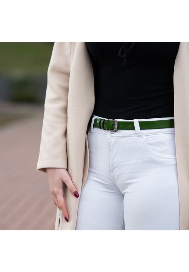 Zielony Elegancki Pasek Damski Armodo. Kolor: zielony