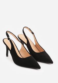 Renee - Czarne Sandały na Szpilce w Stylu Slingback Tarosie. Okazja: na co dzień. Zapięcie: sprzączka. Kolor: czarny. Materiał: jeans. Sezon: wiosna. Obcas: na szpilce. Styl: casual, elegancki #5