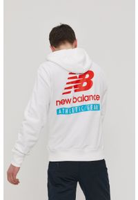 New Balance - Bluza. Kolor: biały. Wzór: nadruk, aplikacja #1