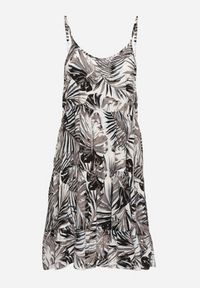 Born2be - Czarna Sukienka Bawełniana Rozkloszowana na Ramiączkach w Liście Natilsa. Okazja: na imprezę. Kolor: czarny. Materiał: bawełna. Długość rękawa: na ramiączkach. Sezon: lato. Typ sukienki: rozkloszowane #5