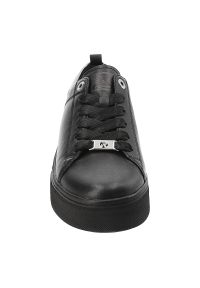 Czarne Sneakersy Rieker Modne Obuwie Damskie. Okazja: na co dzień. Zapięcie: sznurówki. Kolor: czarny. Materiał: skóra. Wzór: gładki #4