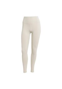 Adidas - Legginsy All Me 7/8. Kolor: beżowy. Materiał: materiał