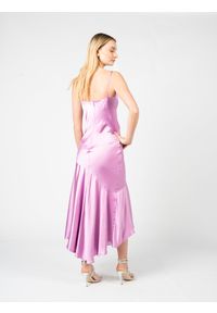 Pinko Sukienka "La Rosas" | 100033 Z345 | Kobieta | Różowy. Kolor: różowy. Materiał: poliester. Długość rękawa: na ramiączkach. Wzór: gładki. Sezon: lato. Typ sukienki: asymetryczne. Długość: maxi