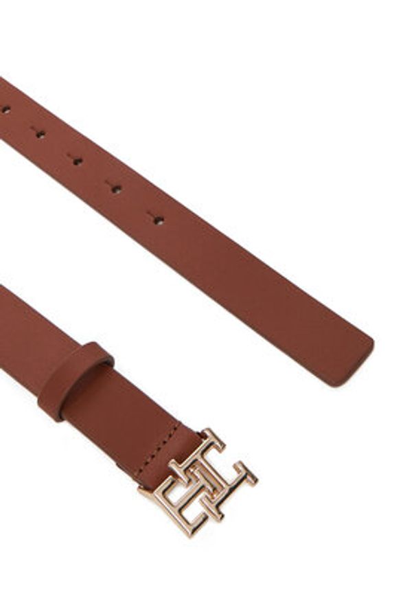 TOMMY HILFIGER - Tommy Hilfiger Pasek Damski Th Modern AW0AW17496 Brązowy. Kolor: brązowy. Materiał: skóra