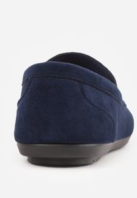 Born2be - Granatowe Półbuty Mokasyny z Przeszyciami przy Nosku Orusa. Okazja: na co dzień, do pracy. Kolor: niebieski. Materiał: len, jeans. Wzór: gładki. Styl: elegancki, casual #4
