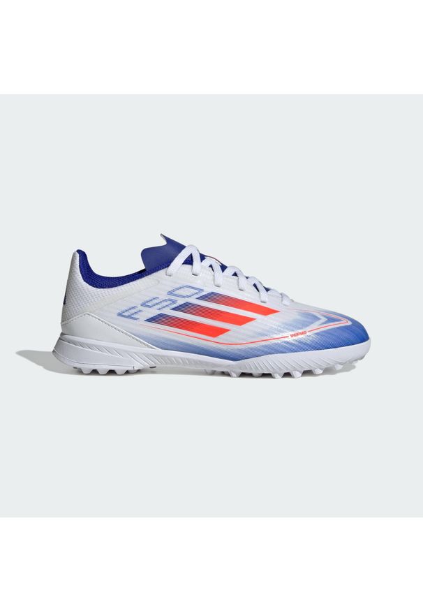 Adidas - Buty F50 League TF Kids. Kolor: biały, czerwony, wielokolorowy, niebieski. Materiał: materiał