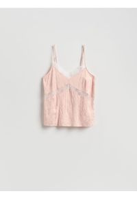 Reserved - Top z koronką - pastelowy róż. Kolor: różowy. Materiał: koronka. Wzór: koronka. Styl: klasyczny #1
