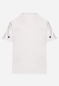 Born2be - Biało-Niebieski T-shirt z Bawełny w Serca Kolavelle. Okazja: na co dzień, na spacer. Kolor: biały. Materiał: bawełna. Styl: klasyczny, casual #3