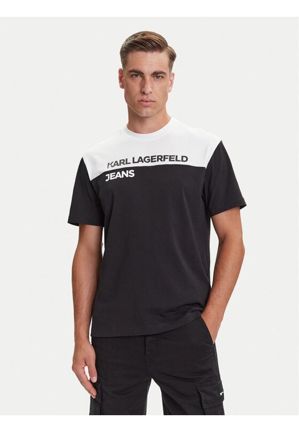 Karl Lagerfeld Jeans T-Shirt A3M17004 Czarny Regular Fit. Kolor: czarny. Materiał: bawełna