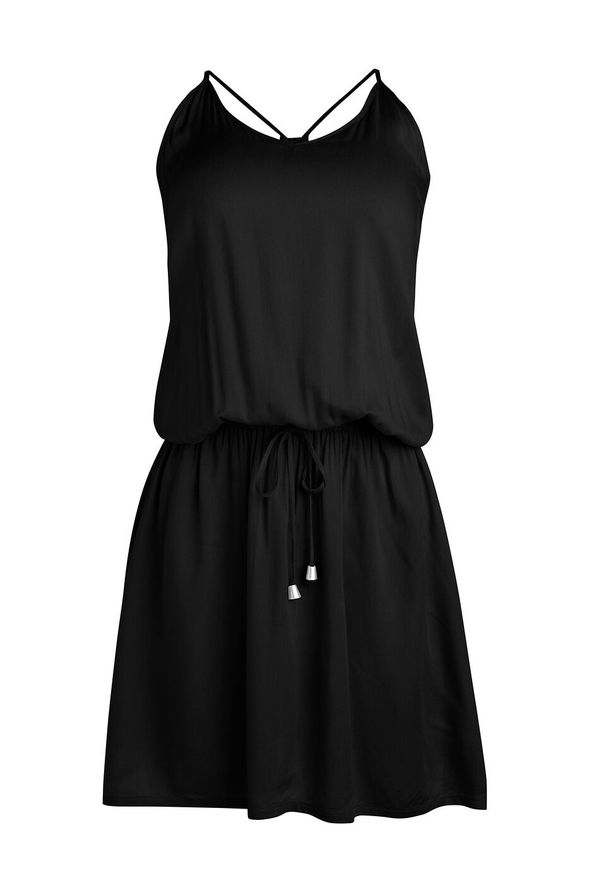Sukienka plażowa z przyjaznego dla środowiska materiału bonprix czarny. Okazja: na plażę. Kolor: czarny. Materiał: materiał