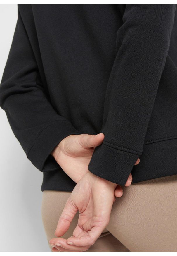 bonprix - Bluza dresowa. Kolor: czarny. Materiał: poliester, dresówka