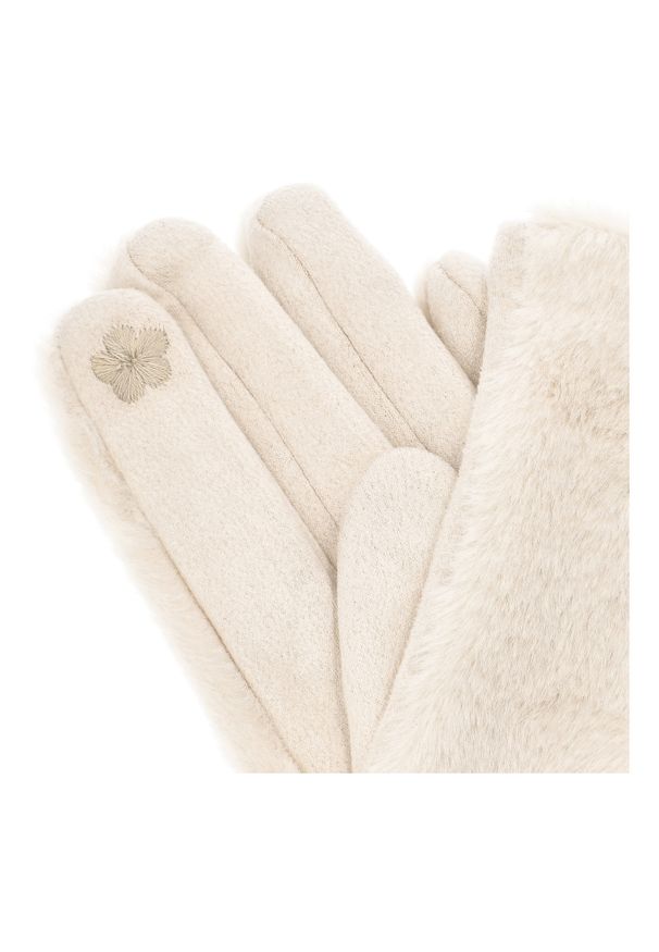 Białe Stylowe Rękawiczki Damskie Armodo. Kolor: biały. Materiał: materiał. Sezon: zima. Styl: elegancki