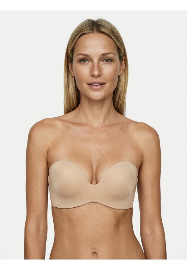 Wonderbra Biustonosz bardotka WB00032D Beżowy. Kolor: beżowy. Materiał: syntetyk