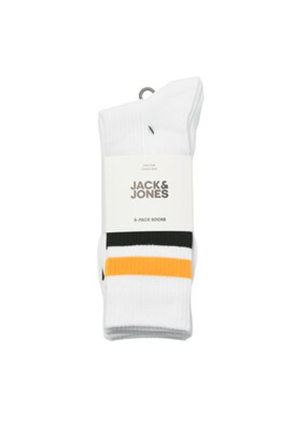 Jack & Jones - Jack&Jones Zestaw 5 par wysokich skarpet męskich Tirana 12277074 Biały. Kolor: biały. Materiał: materiał, bawełna