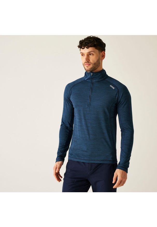 Regatta - Yonder II Męski polar turystyczny z zamkiem błyskawicznym do połowy. Kolor: szary, niebieski, wielokolorowy. Materiał: polar. Sport: turystyka piesza