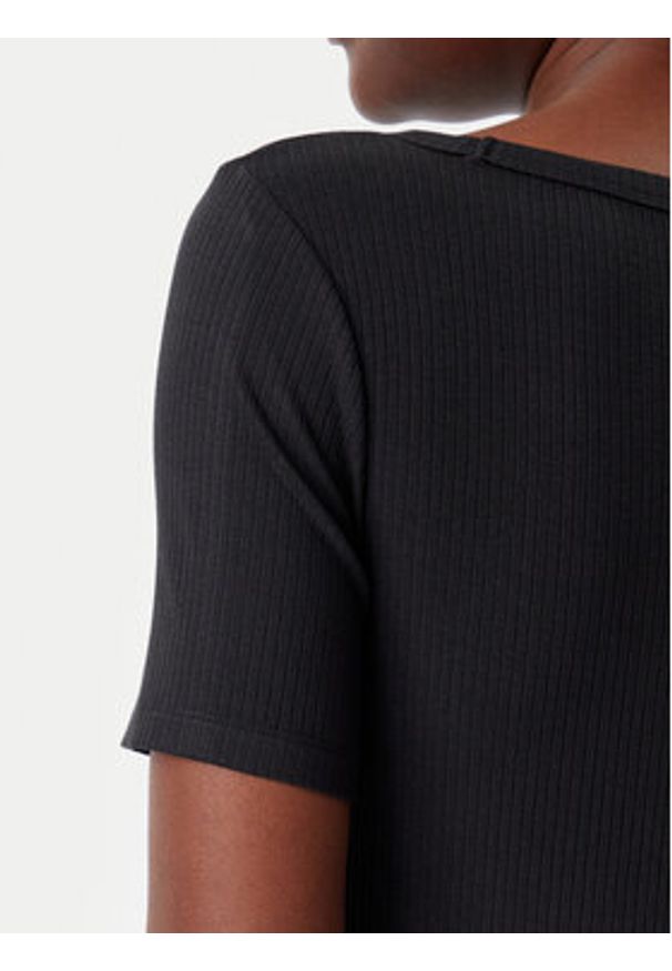 TOMMY HILFIGER - Tommy Hilfiger T-Shirt WW0WW37866 Czarny Slim Fit. Kolor: czarny. Materiał: wiskoza