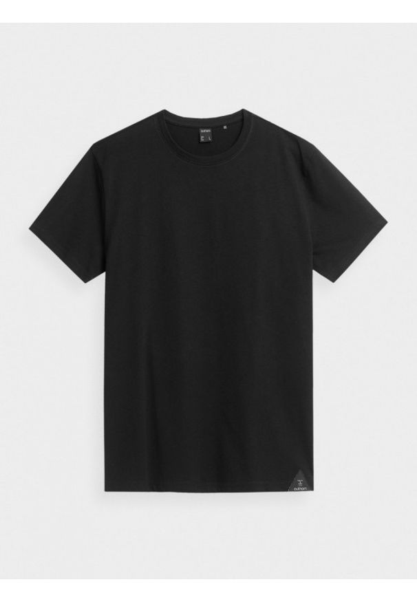 outhorn - T-shirt gładki męski. Materiał: bawełna, jersey, materiał. Wzór: gładki