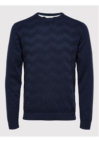 Selected Homme Sweter Romen 16085294 Granatowy Regular Fit. Kolor: niebieski. Materiał: bawełna #5