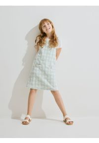 Reserved - Tweedowa sukienka - jasnoturkusowy. Kolor: turkusowy. Materiał: tkanina. Typ sukienki: proste #1