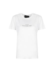 John Richmond T-Shirt "Ciapri" | RWA20385TS | Ciapri | Kobieta | Biały. Okazja: na co dzień. Kolor: biały. Materiał: bawełna. Długość rękawa: krótki rękaw. Długość: krótkie. Wzór: aplikacja, nadruk. Styl: casual