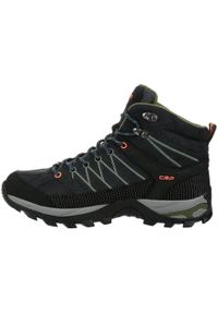 Buty trekkingowe męskie CMP Rigel Mid WP. Zapięcie: sznurówki. Kolor: pomarańczowy, wielokolorowy, szary. Materiał: materiał, skóra, syntetyk. Szerokość cholewki: normalna. Sport: turystyka piesza