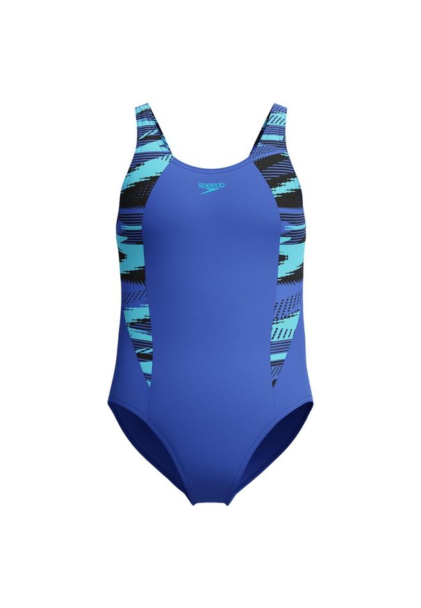 Strój kąpielowy jednoczęściowy dziewczęcy na basen Speedo HyperBoom. Kolor: niebieski, zielony, wielokolorowy