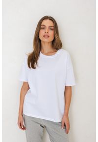 T-SHIRT ERICA BIAŁY One size - Flawless. Kolor: biały. Materiał: skóra, dresówka, bawełna, jeans, elastan