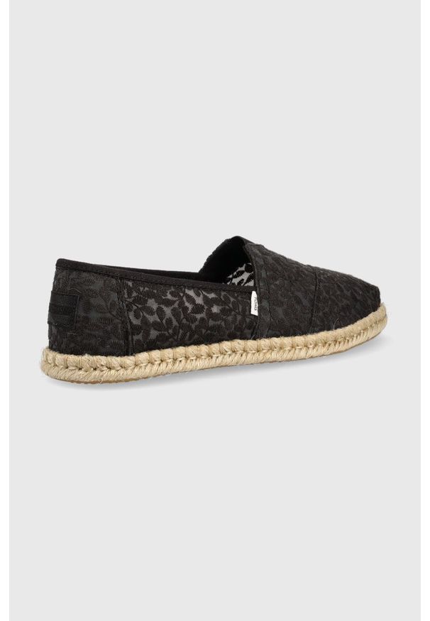 Toms espadryle Alpargata Rope kolor czarny. Nosek buta: okrągły. Kolor: czarny. Materiał: guma, materiał. Wzór: gładki