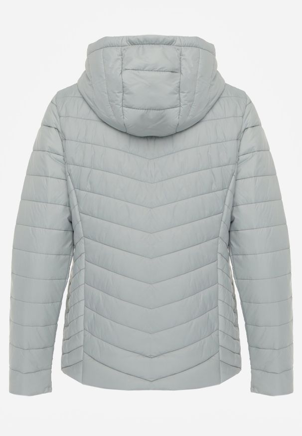 Born2be - Jasnozielona Przejściowa Kurtka Pikowana z Odpinanym Kapturem Edrelith. Okazja: na co dzień. Kolor: zielony. Materiał: nylon, jeans. Styl: casual