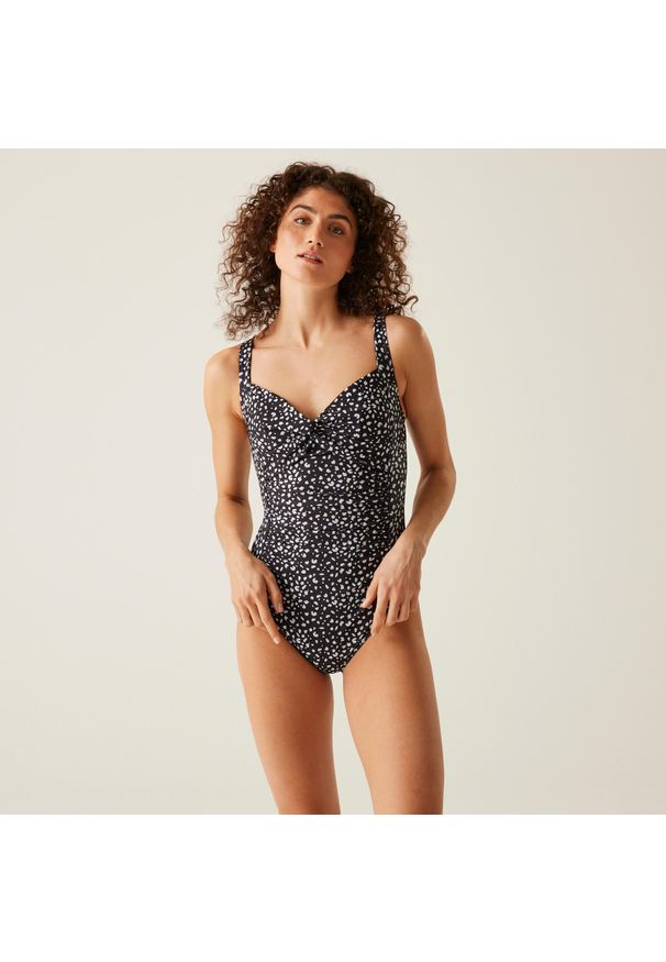 Regatta - Strój kąpielowy damski Sakari wyszczuplający. Kolor: czarny. Materiał: poliester, elastan