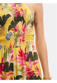 Desigual Kombinezon Tropical Party 24SWMW22 Żółty Regular Fit. Kolor: żółty. Materiał: wiskoza