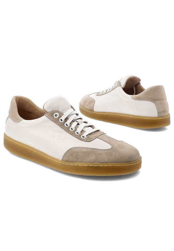 Białe Półbuty Barefoot Wasak Minimalistyczne Obuwie Męskie. Okazja: na co dzień. Kolor: biały. Materiał: skóra, welur, materiał. Wzór: grochy. Styl: klasyczny, casual, elegancki