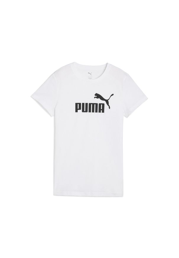 Puma - Damska koszulka ESS No. 1 Logo PUMA. Kolor: biały, wielokolorowy, czarny. Materiał: guma. Wzór: nadruk. Sport: fitness, bieganie