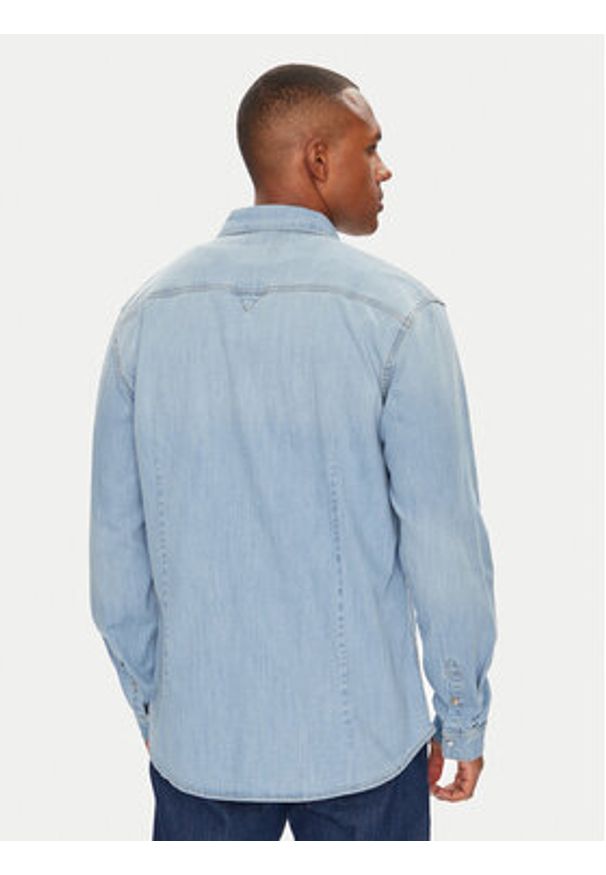 Guess Koszula jeansowa M4GH02 D3PF5 Niebieski Slim Fit. Kolor: niebieski. Materiał: bawełna