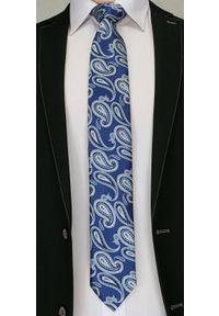 Męski Krawat Chattier - Odcienie Niebieskiego, Wzór Paisley. Kolor: niebieski. Materiał: tkanina. Wzór: paisley. Styl: elegancki, wizytowy