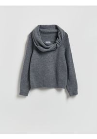 Reserved - Sweter z kołnierzem - ciemnoszary. Kolor: szary. Materiał: dzianina, wełna #1
