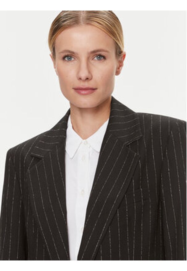 TOMMY HILFIGER - Tommy Hilfiger Marynarka Oversized Prep Pinstripe Blazer WW0WW40498 Czarny Regular Fit. Kolor: czarny. Materiał: syntetyk