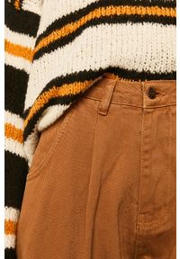 ANSWEAR - Answear - Spodnie. Stan: podwyższony. Kolor: złoty, brązowy, wielokolorowy. Materiał: tkanina, bawełna, materiał. Wzór: gładki #4