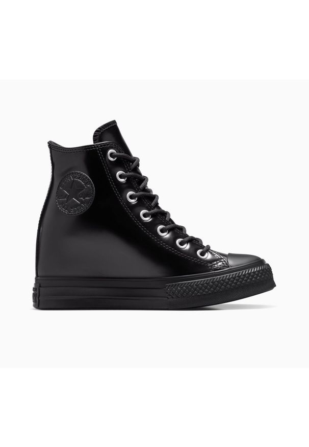 Damskie skórzane buty sportowe Converse Chuck Taylor All Star Platform. Okazja: na co dzień. Kolor: czarny. Materiał: skóra. Obcas: na platformie. Styl: sportowy