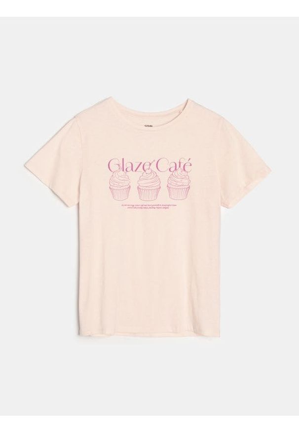 Sinsay - Bawełniana koszulka z nadrukiem - Inny. Materiał: bawełna. Wzór: nadruk