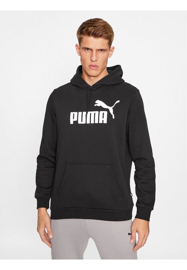 Puma Bluza Ess Big Logo 586686 Czarny Regular Fit. Kolor: czarny. Materiał: syntetyk