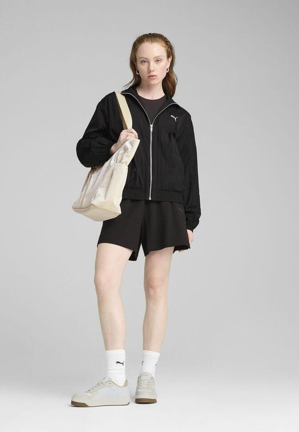 Puma - Damska kurta Style PUMA Black. Typ kołnierza: kołnierzyk stójkowy. Kolor: czarny. Materiał: guma. Wzór: nadruk