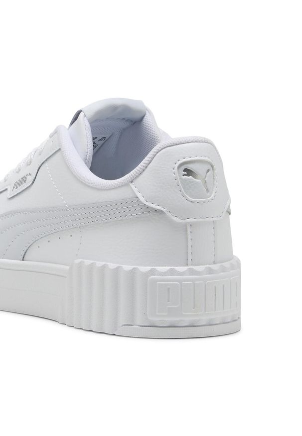 Puma - Damskie sneakersy Carina 3.0 PUMA White Silver Mist Gray. Okazja: na plażę. Kolor: szary, biały, wielokolorowy. Sezon: lato. Sport: tenis, turystyka piesza