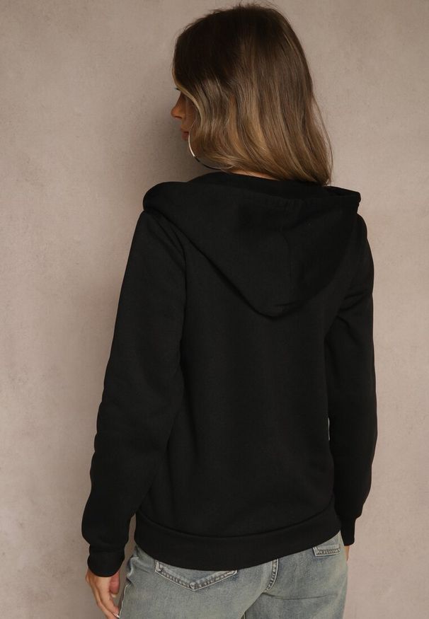 Renee - Czarna Bluza Rozpinana z Bawełną i Kapturem Ozdobiona Sznurkami Ivila. Okazja: na co dzień. Kolor: czarny. Materiał: bawełna. Wzór: aplikacja. Styl: casual, sportowy