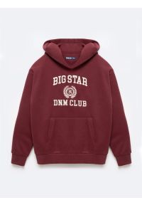 Big-Star - Bluza damska z kapturem z haftem bordowa Merta 604. Okazja: na co dzień. Typ kołnierza: kaptur. Kolor: czerwony. Materiał: dzianina, jeans. Wzór: haft. Styl: klasyczny, casual