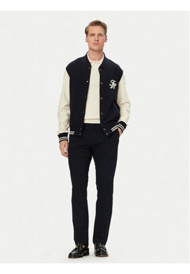 TOMMY HILFIGER - Tommy Hilfiger Bluza Colour-Blocked Terry MW0MW43091 Granatowy Regular Fit. Kolor: niebieski. Materiał: bawełna